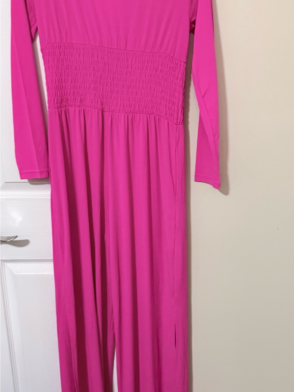 Women’s ' Pink Long-Sleeve Smocked Waist Dress